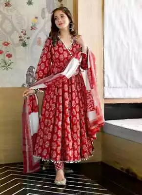 Indian Kurta Anarkali Kurtis Trouser Dupatta Set Pakistani Salwar Kameez Dress • $55.73