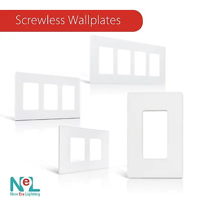 $8.99 • Buy Screwless Decora Wall Switch Plate 1-4 Gang GFI Rocker Switch Plate Outlet Cover