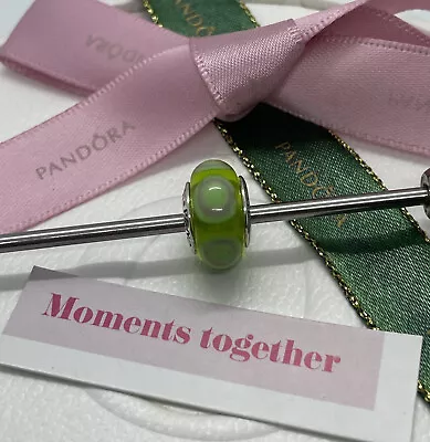 $45 • Buy Pandora  Green Stepping Stones  Murano Glass Bead - 790913 - Retired Genuine Ale