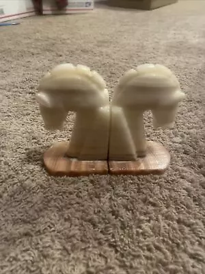 Carved Horse Head Marble Onyx Stone Bookends Pair Of 2 Set • $16