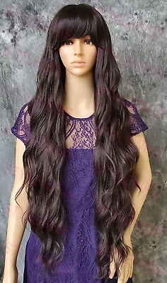 Dark Brown Extra Long Layered Loose Soft Beach Waves Heat OK Fashion Wig EVBN 4 • $68.85