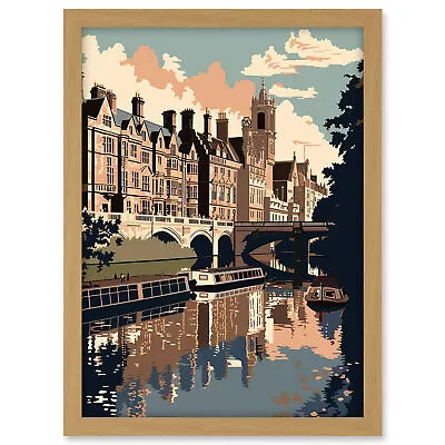 £22.99 • Buy River Cam And University Of Cambridge Buildings Framed Wall Art Picture Print A3