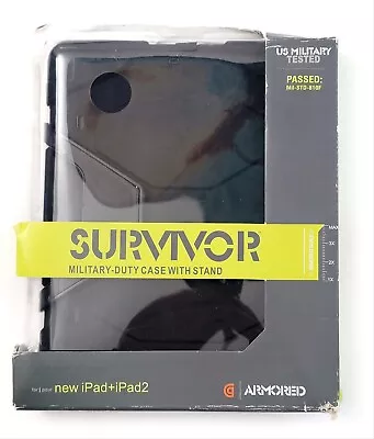 Survivor IPad & IPad 2 Armored Military Duty BLACK Case W/ Stand Tablet Cover  • $24.89