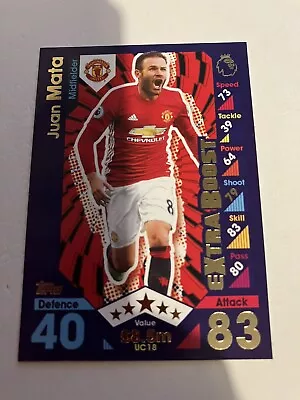 Match Attax 2016 - 17  Card  Juan Mata  Manchester United  Extra Boost • £0.99