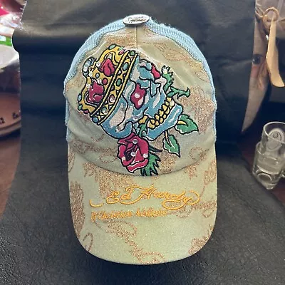 Vintage Ed Hardy By Christian Audigier Trucker Snap Back Hat With Rhinestones • $12