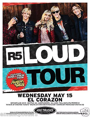 R5  LOUD TOUR  2013 SEATTLE CONCERT TOUR POSTER - Ross Lynch Pop Rock Music • $19.13