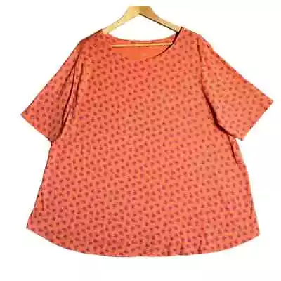 J. Jill Women's Floral Pima Cotton Slub Knit Elbow Sleeve Tee Shirt Top Size 2X • $24.99