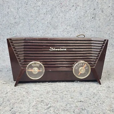 Silvertone Tube Radio 9002 AM Vintage 1950s MCM Brown Plastic Sears NOT Working • $79