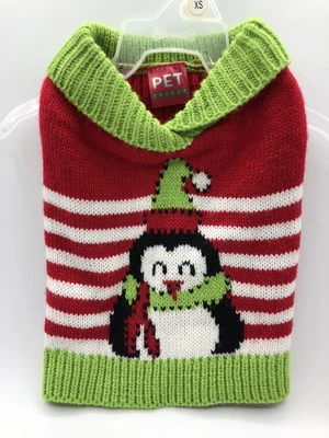 $13.50 • Buy Dog Christmas Sweater With A Penguin With Multicolor Pet Spirit Extra Small