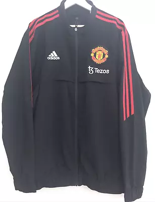 MANCHESTER UNITED Football Jacket Adidas Condivo 22 Presentation Black Mens XL • £39.95