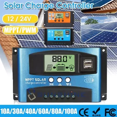 El Panel Del Controlador De Carga Del Regulador Solar Mppt 10A-100A 12V/24V • $19.73