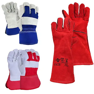 Rigger Welding Gauntlet Gloves Work Heavy Duty Leather Mig Tig Dirty Mens Cheap • £3.99