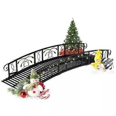 8 Ft Large Garden Bridge Curved Outdoor Metal Decorative Pond Bridge Side Rails • $339.99