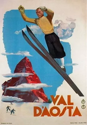 84636 Vintage 1935 Val DAosta Italy Ski Skiing Decor Wall Print Poster • $45.95