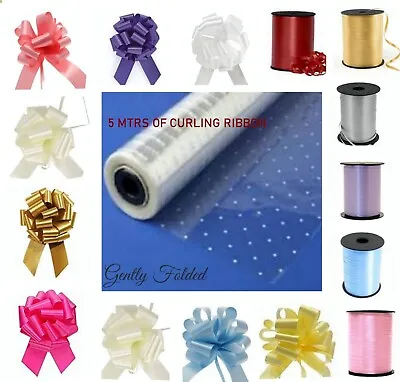 WHITE DOT Cellophane Gift Wrapping Paper HAMPER EASTER EGGS MOTHERS DAY FLOWERS • £0.99