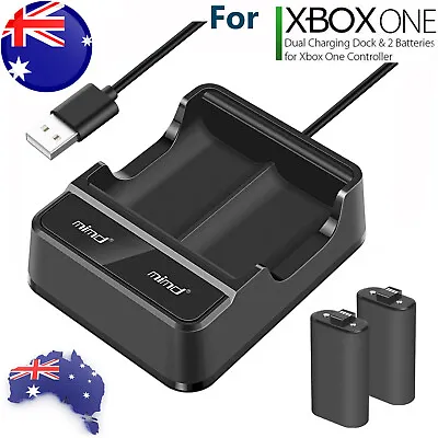 2x Rechargeable Battery Pack + For XBOX ONE Controller Play Charging Dock Black • $23.99