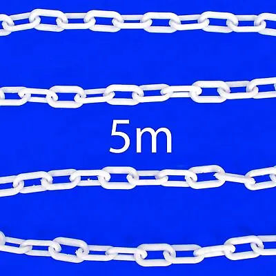 WHITE PLASTIC CHAIN 5m Decorative Garden Decking Barrier Health Safety Fence UK • £10.50