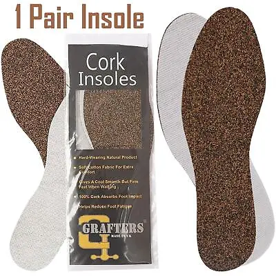 Grafters Insoles Natural Cork Unisex Fitting Shoes Boots Wellies UK Size 3 - 12 • £3.99