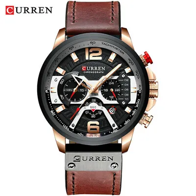 CURREN Men Quartz Watch Brand Chronograph Wristwatch Male Strap Calendar Watches • $23.34