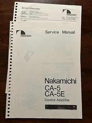 Nakamichi CA-5 -E Control Amplifier Amp Preamp Service Manual Original Genuine • $29.99