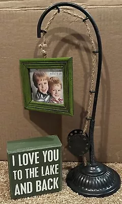 Metal Fishing Rod Picture Frame And Box I Love You To The Lake And Back • $22.99