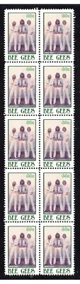 The Bee Gees Music Icons Strip Of 10 Mint Vignette Stamps #1 • $9.04