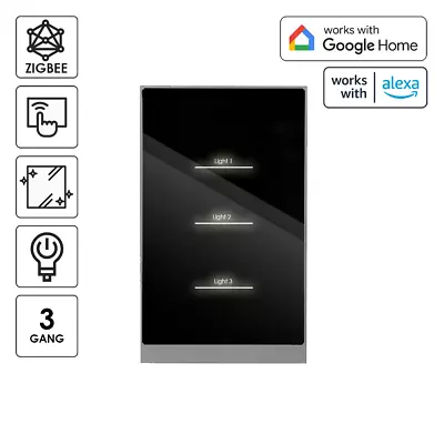 1/2/3-Gang Zigbee Smart Light Switch Touch Control Voice Control App Enabled • $41.39