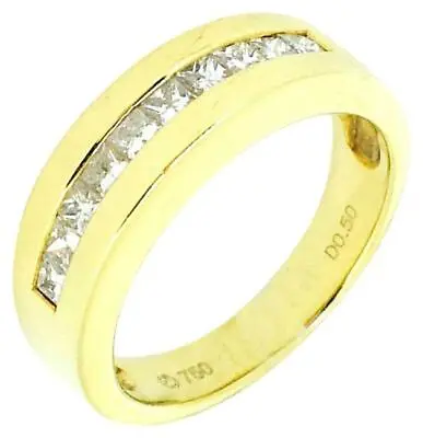 Yellow Gold Line Diamonds Ring 18k • $900