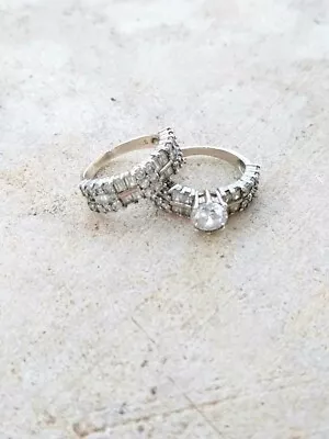 925 Silver  Wedding Or Engagement  Twin Luxury Ring (2 Set) • $32.65