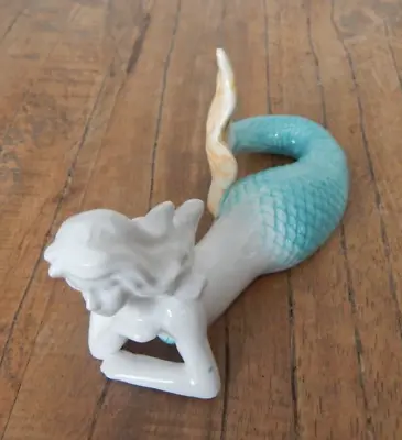 Mermaid Ornament Ocean Sea Life Glazed Ceramic Bathroom Home Décor Figurine • £12.45