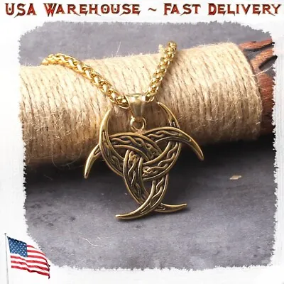 Never Fade Vikings Trinity Norse Rune Pendant Stainless Steel Necklace Jewelry • $34.99