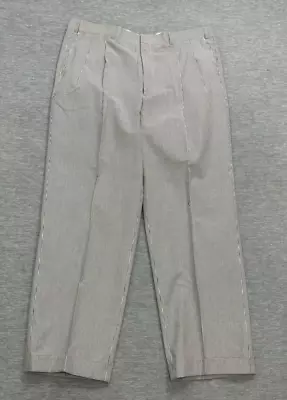 Brooks Brothers Pants Mens W37 X L28 Blue Seersucker Pleated Cuffed Cotton NEW • $34.95