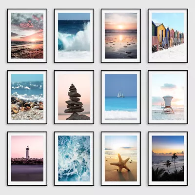 £9.99 • Buy Beach Wall Art Prints Ocean Sunset Tropical Coast Poster Bathroom Pictures Decor