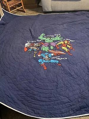 Pottery Barn Kids Marvel Full/Queen Quilt Blanket Iron Man Hulk Superhero 86x86 • $80