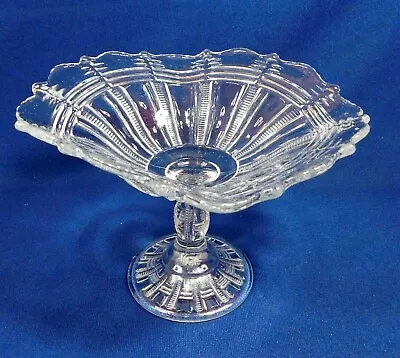 $21.95 • Buy EAPG Antique Bryce Higbee PARIS Glass Footed Compote Zipper Cross #1900 