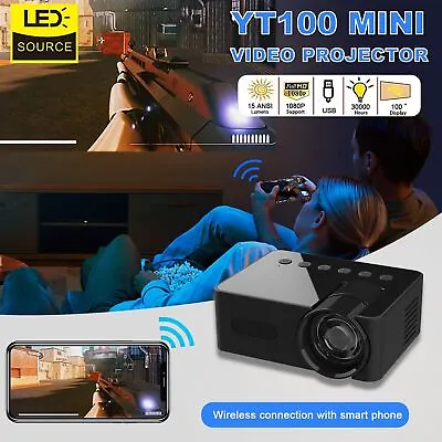 WiFi Mini Projector 3D LED HD 1080P Home Cinema Portable Home Theater Projector • $36.99