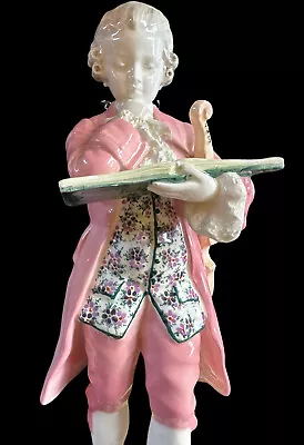 $977.50 • Buy Goldscheider Porcelain Figurine Mozart Reading Book Violin Pink Suit Antique