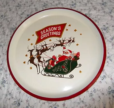 Vintage Japan Christmas Lacquerware Serving Tray Santa Reindeer • $9.99