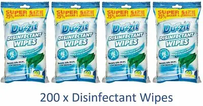 £9.79 • Buy 4 Packs Of 50 Household Antibacterial Wipes 200 Large Disinfectant Duzzit Wipes