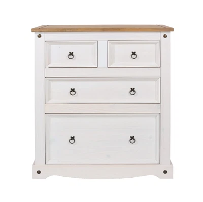 £199.99 • Buy 4 Drawer Chest White Wash Solid Wood Pine 2+2 Chest Drawers Premium Corona