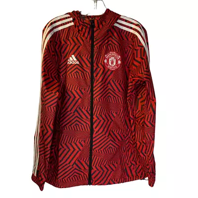 Adidas Manchester United Windbreaker Men's Size XS Red Black Full Zip Light • $49.99