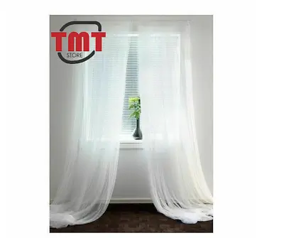 New IKEA LILL Pair Of Long Sheer Floaty White Net Curtains Size 280 X 250cm  • £11.34