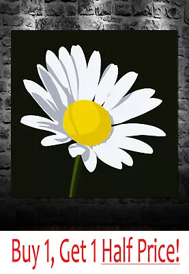 DAISY FLORAL CANVAS WALL ART PRINT - *Framed READY TO HANG* - FLOWER PICTURE • £21.99