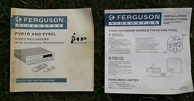 £9.99 • Buy FERGUSON VIDEOSTAR FV51R FV52L Operating Instructions Manual Video VHS VCR