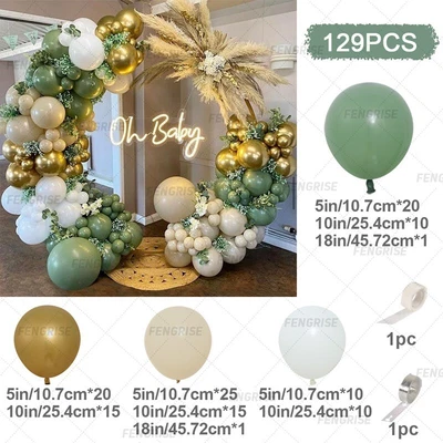 Sage Green Gold Balloon Garland Arch Kit Baby Shower Birthday Wedding Party Deco • $23.67