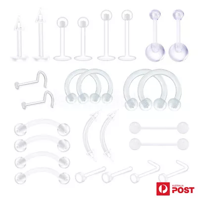 $5.99 • Buy 3-9x Piercing Retainer Bioflex Transparent Nose Lip Ear Tongue Body Jewellery