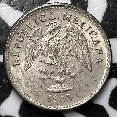 1903-CN Q Mexico 5 Centavos Lot#D7424 Silver! High Grade! Beautiful! • $30