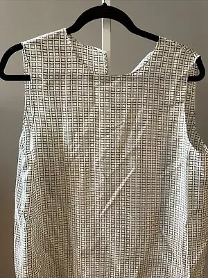 Theory Straight Shell Ivory Multi Diamond Habotai Silk Top Blouse Size L NWT • $59.99