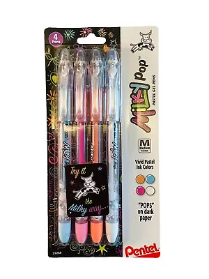 Pentel Milky Pop Vivid Pastel Gel Pens .8mm 4/Pkg Pops On Dark Paper • $13.99