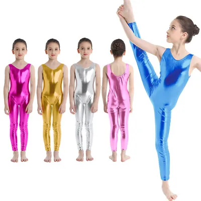 £10.82 • Buy UK Girl One Piece Shiny Metallic Gymnastic Leotard Catsuit Ballet Dance Jumpsuit